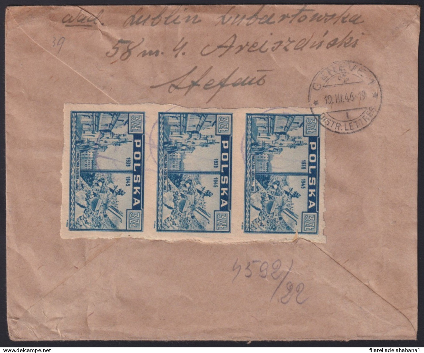 F-EX41854 POLAND 1946 MILITAR CENSORSHIP COVER WAR DESTRUCTIONS WWII.   - Brieven En Documenten