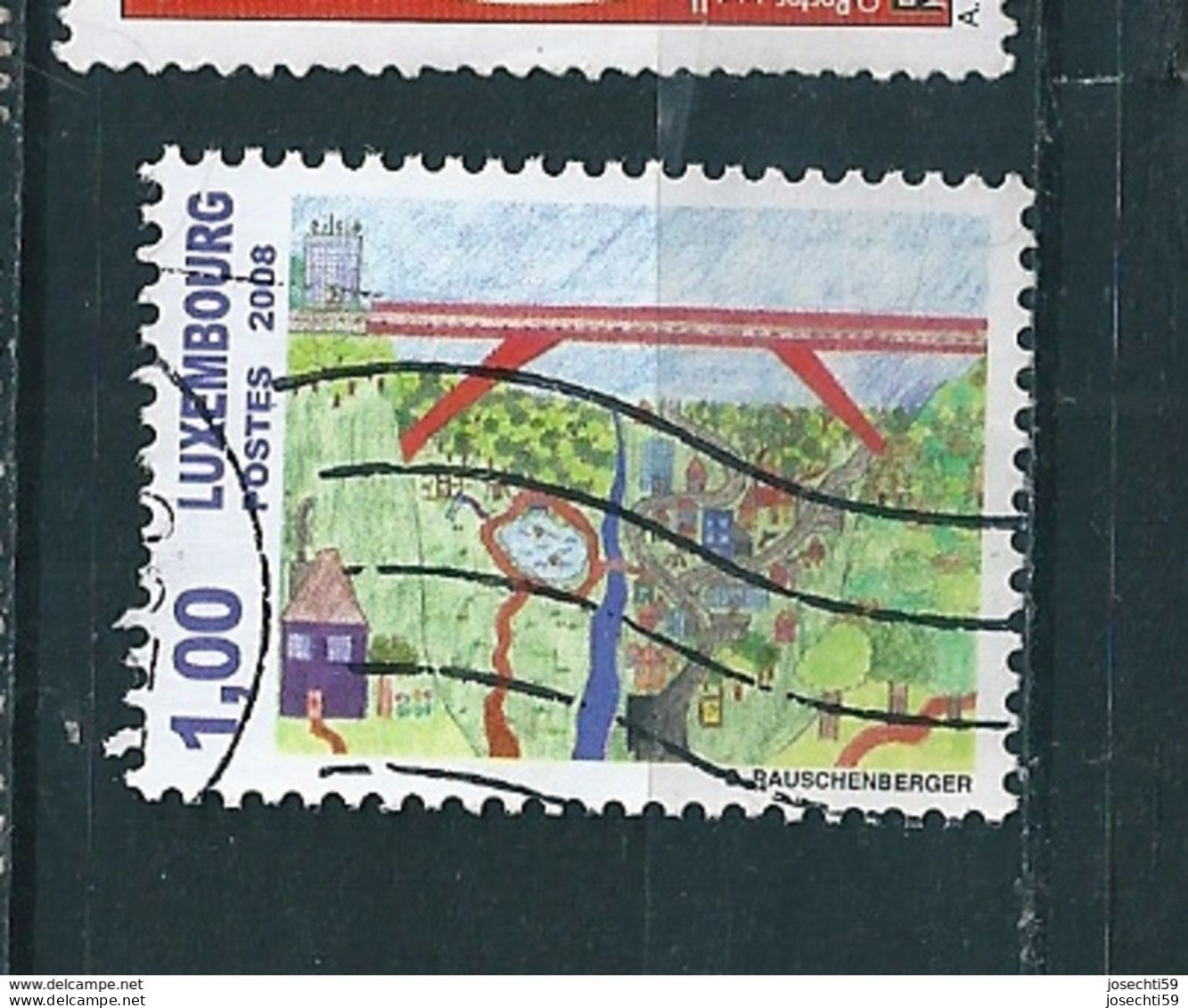 N°  1740 Paysage Avec Viaduc, Dessin De S. Rauschenberger Timbre Luxembourg Oblitéré 2008 - Usati