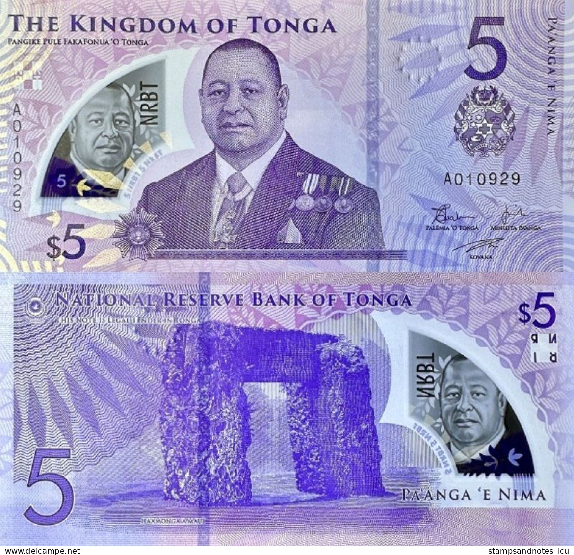 TONGA 5 Pa'anga ND (2023) P W51 UNC Polymer - Tonga