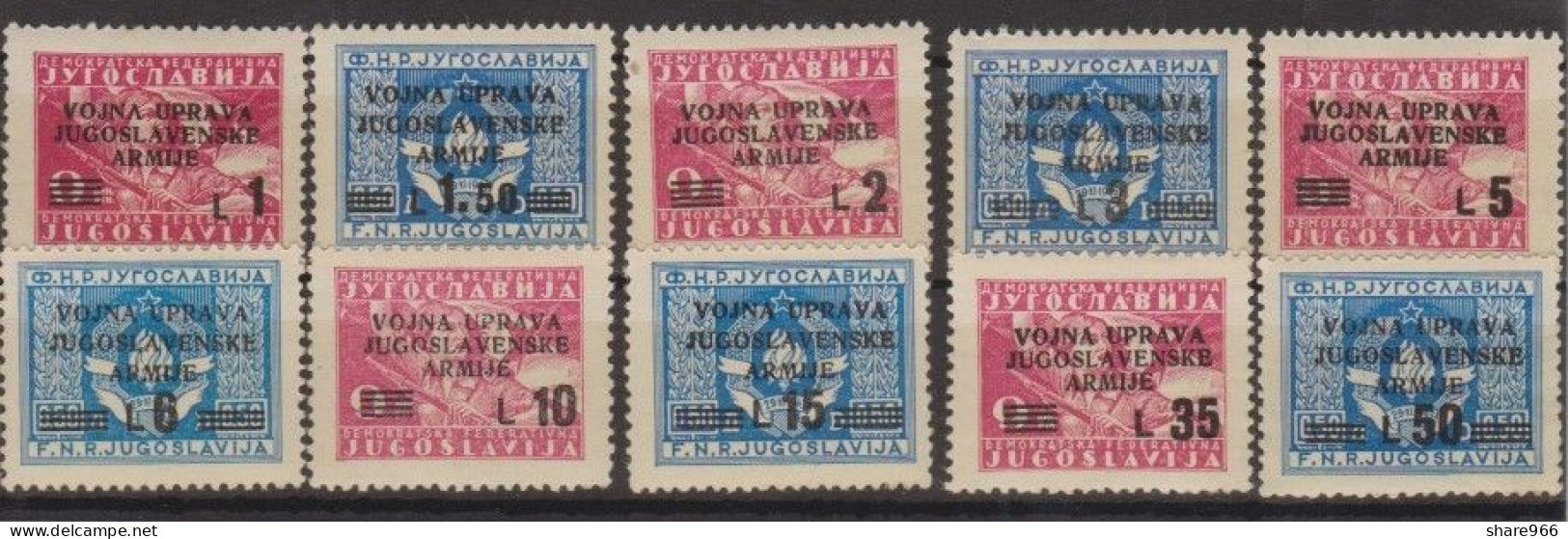 VUJA - Litorale Sloveno - Sassone 67-76, MNH (**) - Yugoslavian Occ.: Slovenian Shore