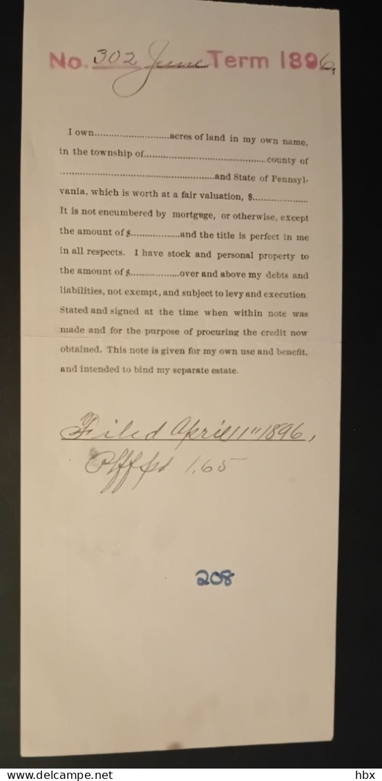 Decorative Promissory Note #3 - 1894 - Autres & Non Classés