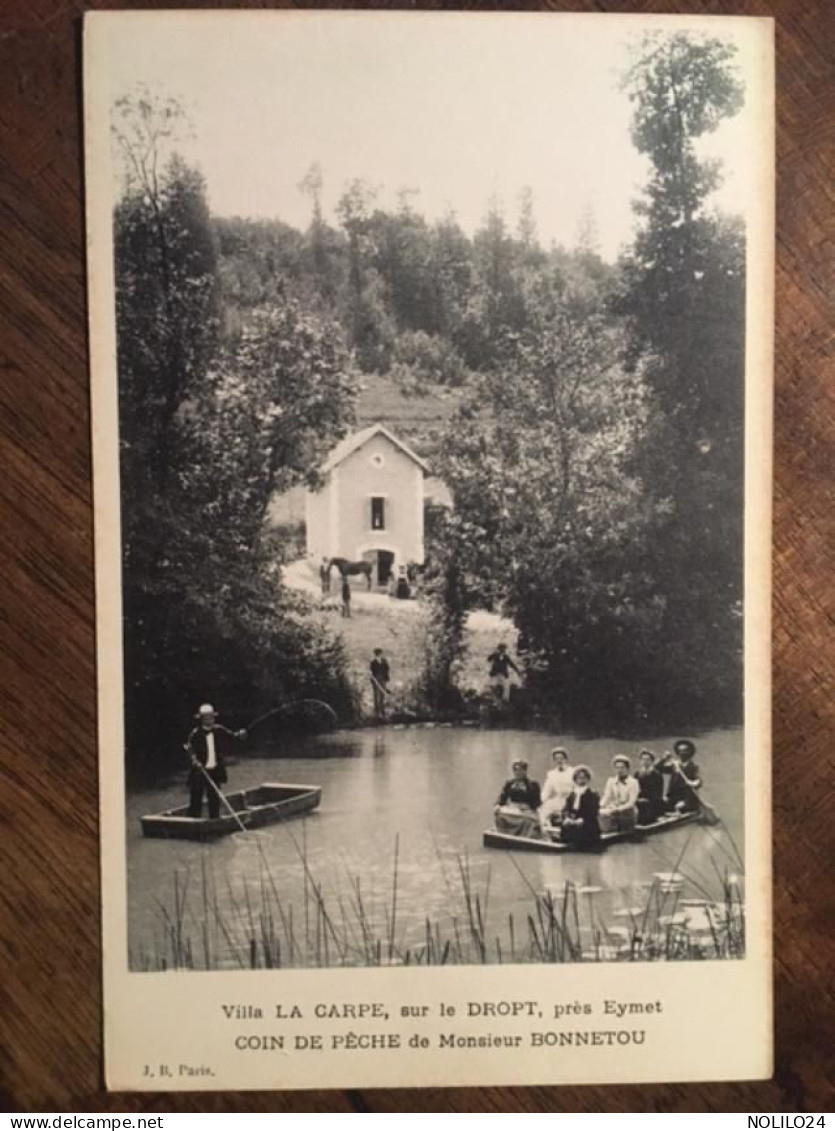 CPA, 24 Dordogne, Villa La Carpe, Sur Le Dropt, Près Eymet, COIN DE PÊCHE (animée) DE MR BONNETOU (Foies Gras Truffés) - Eymet