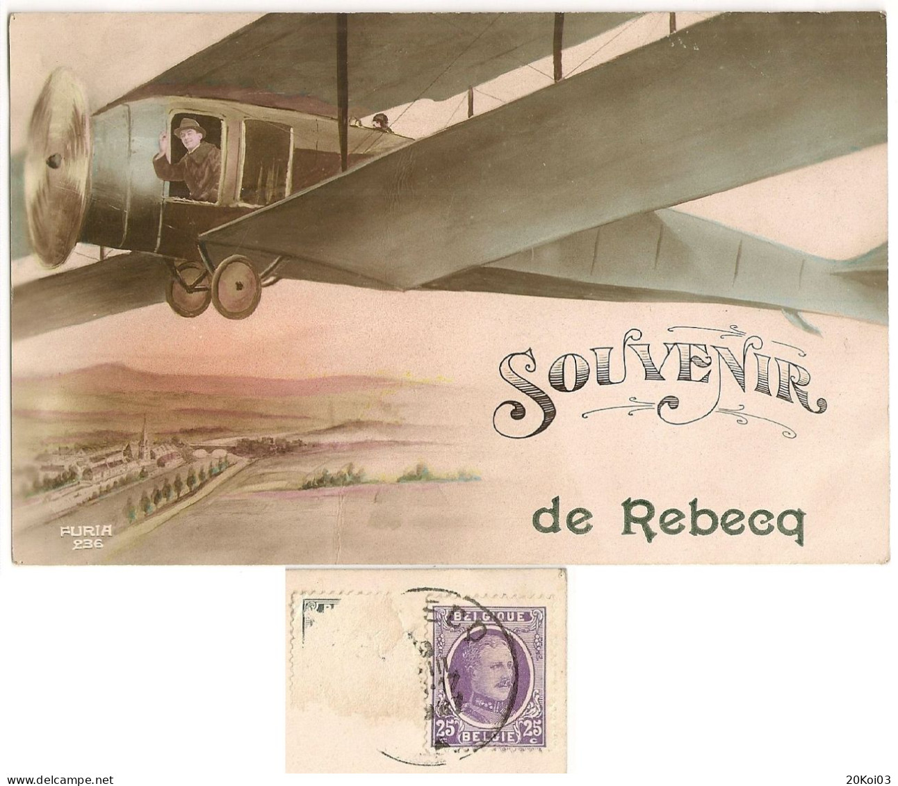 Souvenir De Rebecq, L'Avion1930's, Brabant Wallon, TTB-CPA Vintage - Rebecq
