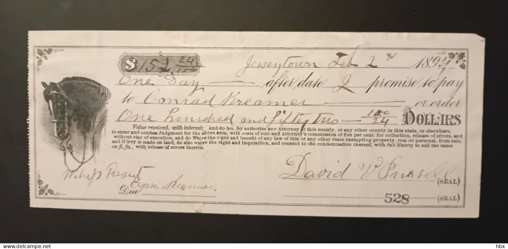 Decorative Promissory Note #9 - 1894 - Otros & Sin Clasificación