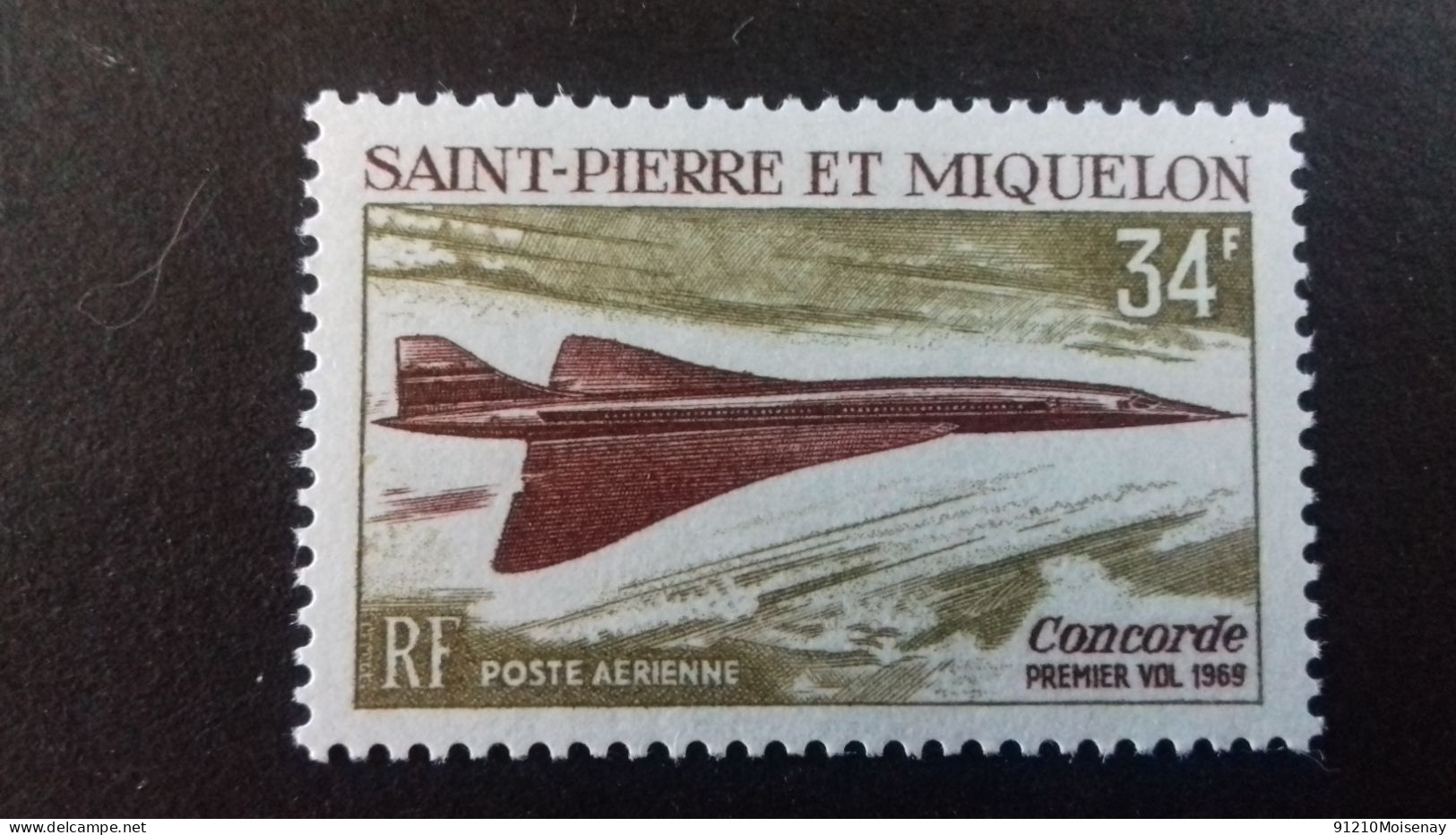 SAINT PIERRE ET MIQUELON  PA 43**  SERIE COLONIALE  " AVION SUPERSONIQUE "CONCORDE" - Ungebraucht