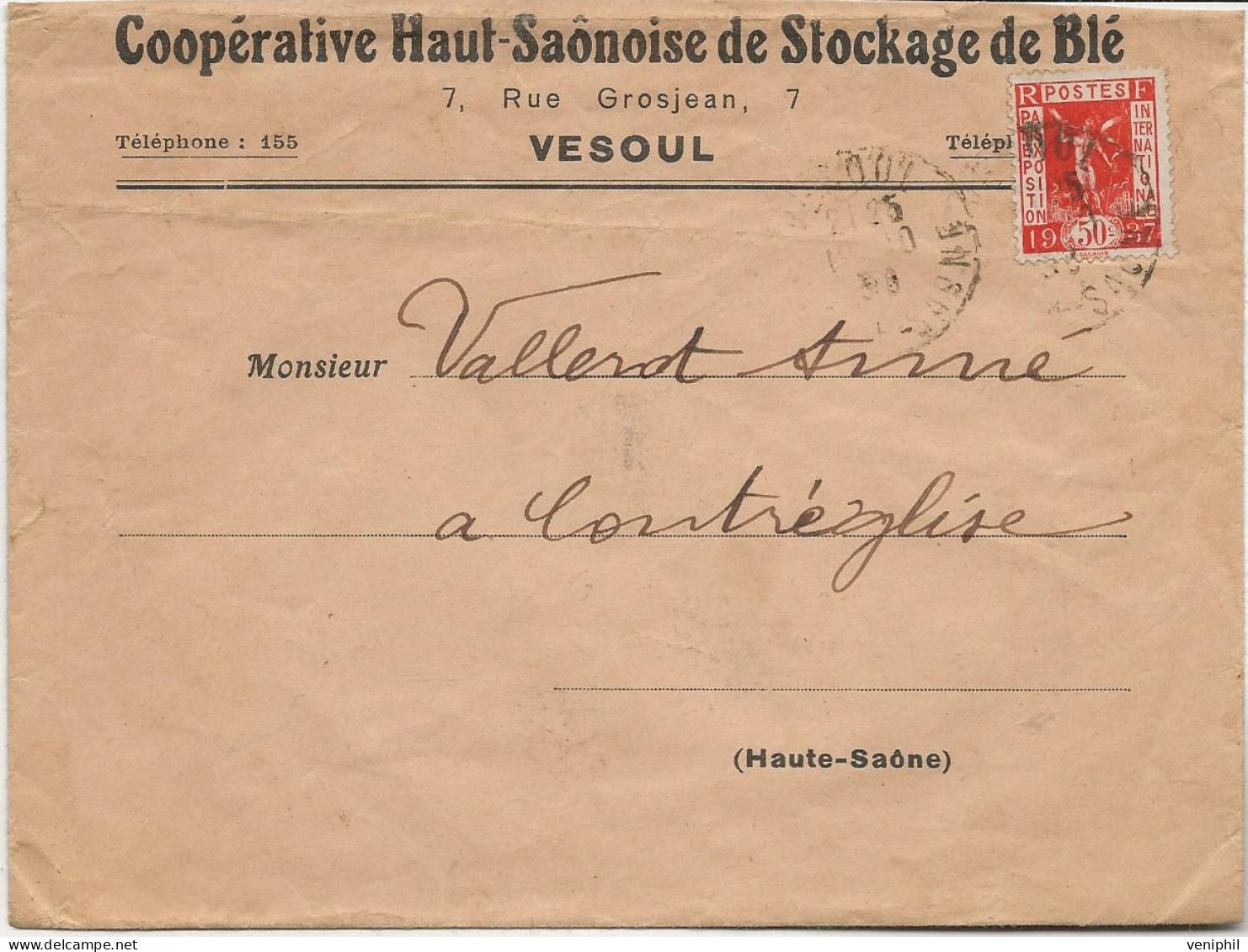 LETTRE PUBLICITAIRE COOPERATIVE HAUT-SAONOISE DE STOCKAGE DE BLE  -VOIR AU DOS PUB INTERRESSANTE  -1938 - Briefe U. Dokumente