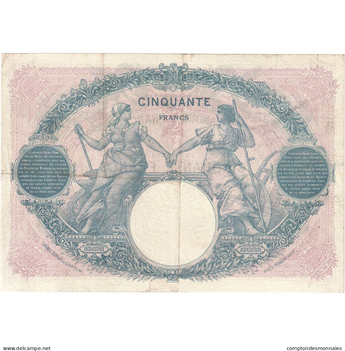France, 50 Francs, Bleu Et Rose, 1925, N.11519, TTB+, Fayette:14.38, KM:64g - 50 F 1889-1927 ''Bleu Et Rose''