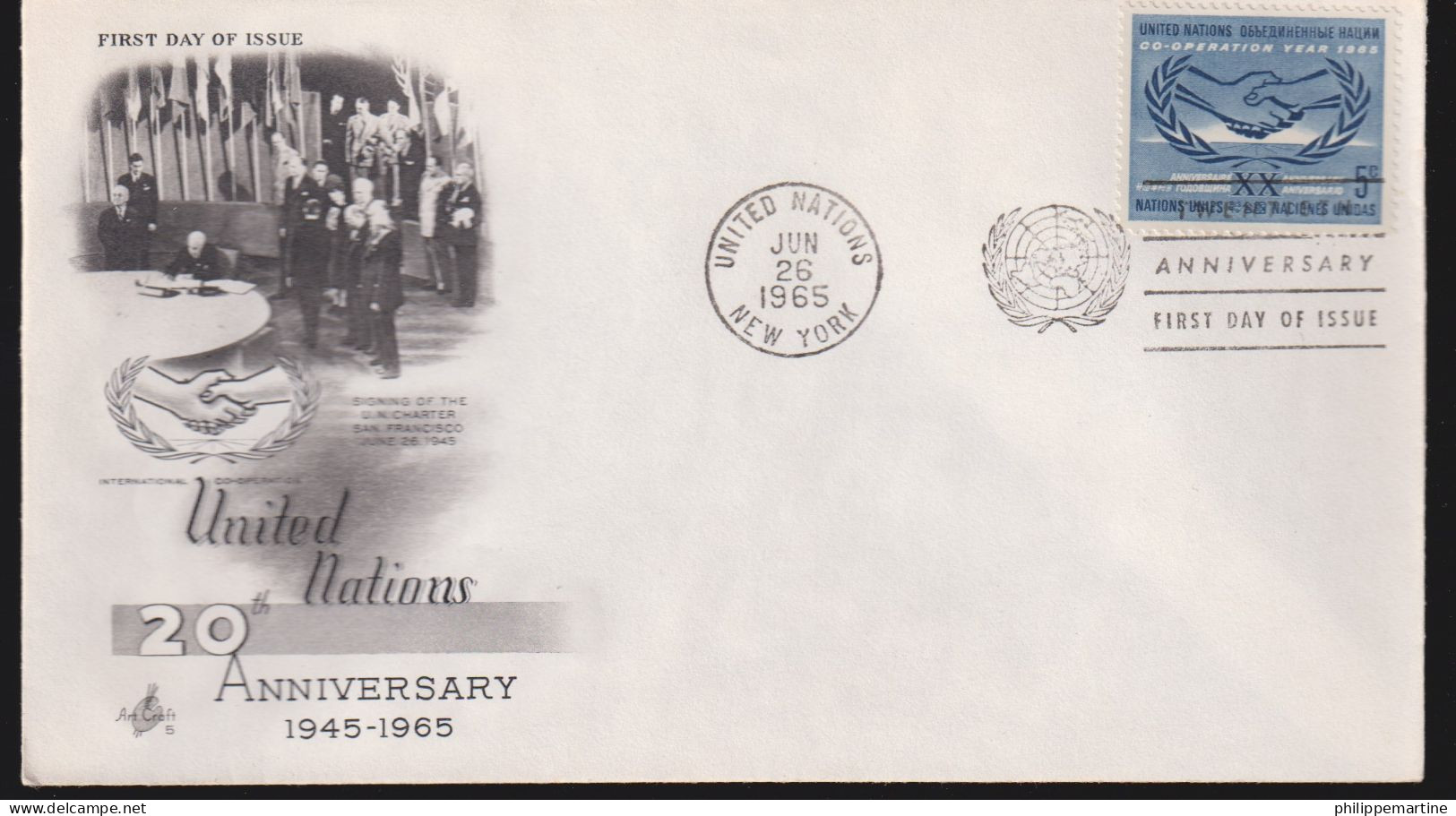 Nations Unies 1965 - FDC 20éme Anniversaire De L'ONU - New York 26 Jun 1965 - Les 2 Env. - FDC