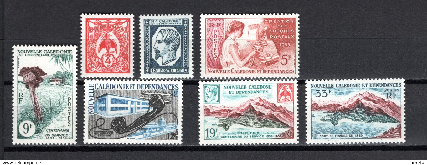 Nlle CALEDONIE N° 295 à 301  NEUFS AVEC CHARNIERES  COTE  22.00€    POSTE OISEAUX TELECOMMUNICATIONS PAYSAGE - Unused Stamps