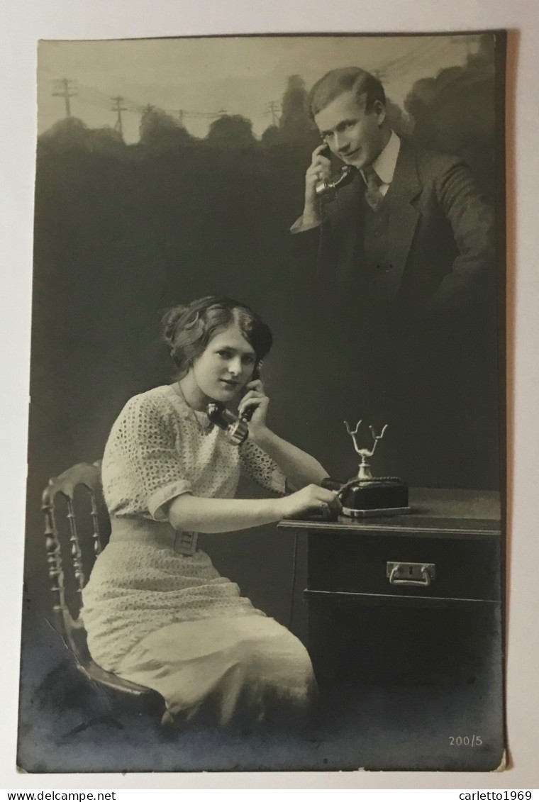 COPPIA AL TELEFONO  1912  VIAGGIATA FP - Couples