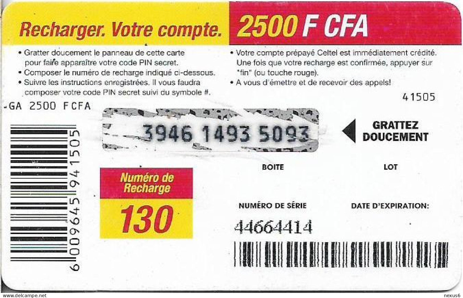 Gabon - Celtel - Old Lady - No Expiry, GSM Refill 2.500FCFA, Used - Gabun