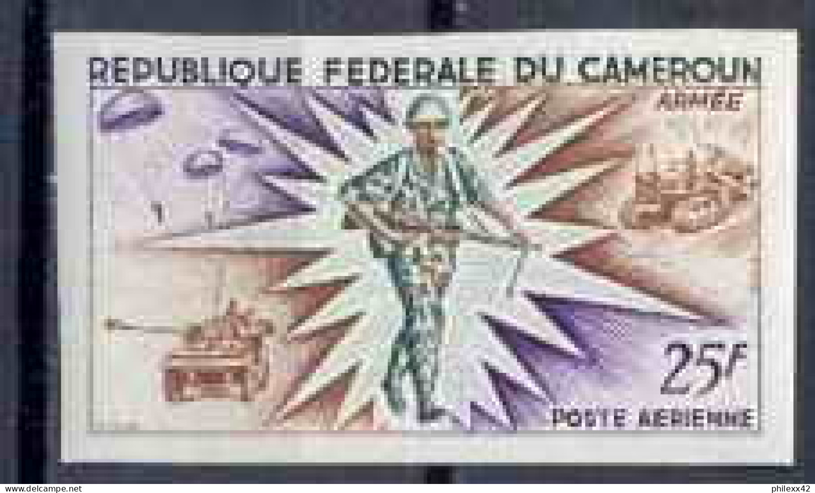 Cameroun 230 Non Dentelé Imperf ** Mnh PA N° 85 Force Armées (army) Tank - Parachute - Politie En Rijkswacht