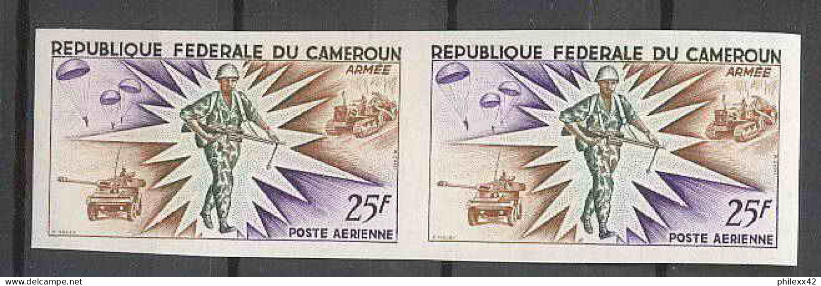 Cameroun 232 - Paire Non Dentelé Imperf ** Mnh PA N° 85 Force Armées (army) Tank - Parachute - Police - Gendarmerie