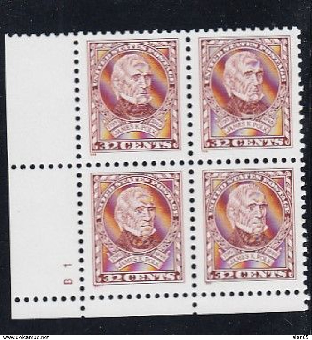 Sc#2587, US President James K. Polk, 32-cent Plate Number Block Of 4 MNH Stamps - Plattennummern