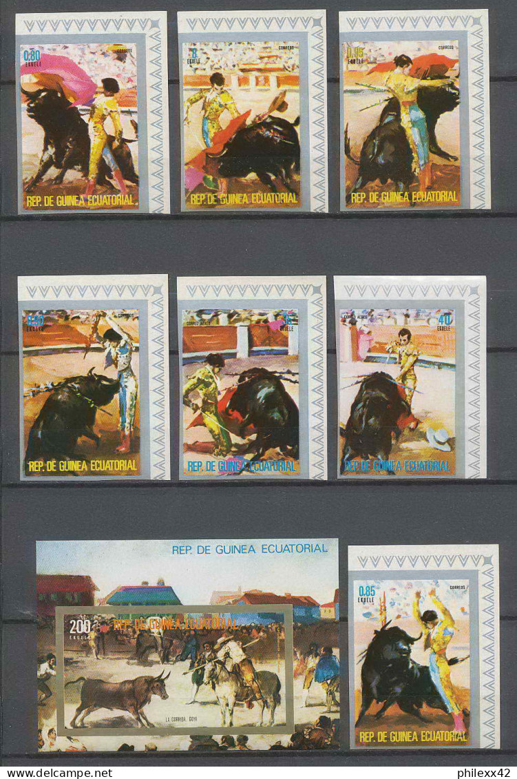 Guinée équatoriale Guinea 095 N°579/85 B + Bloc 171 Corrida Goya Bull Tableau Painting Non Dentelé Imperf MNH ** - Guinea Ecuatorial