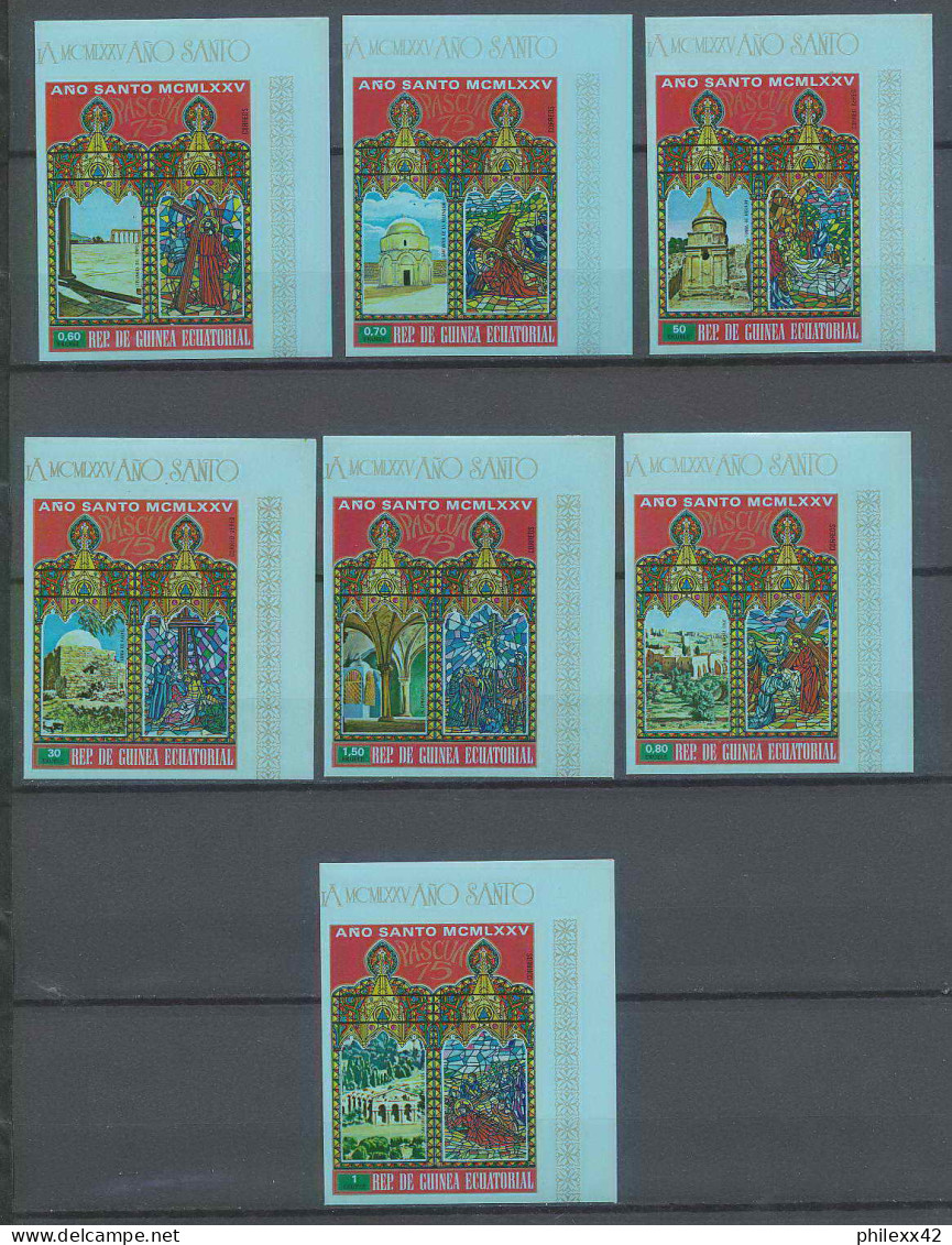 Guinée équatoriale Guinea 104b N°527/33 Ano Santo Pasqua 1975 Non Dentelé Imperf MNH ** - Easter