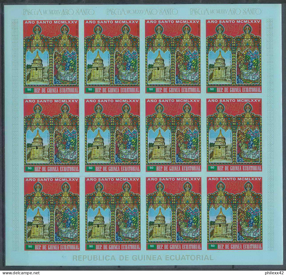 Guinée équatoriale Guinea 104c N°527/33 Feuilles Sheets Ano Santo Pasqua 1975 Non Dentelé Imperf MNH ** - Pasqua