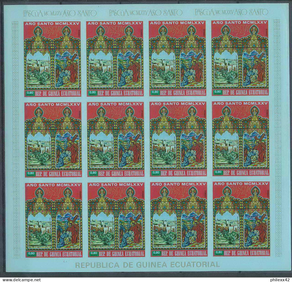 Guinée équatoriale guinea 104c N°527/33 Feuilles sheets ano santo pasqua 1975 Non dentelé imperf MNH **