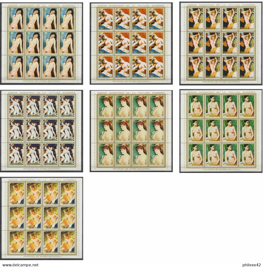 Guinée équatoriale Guinea 181c N°267/273 Feuilles Sheets Tableau Painting Nus Nudes MNH ** - Desnudos