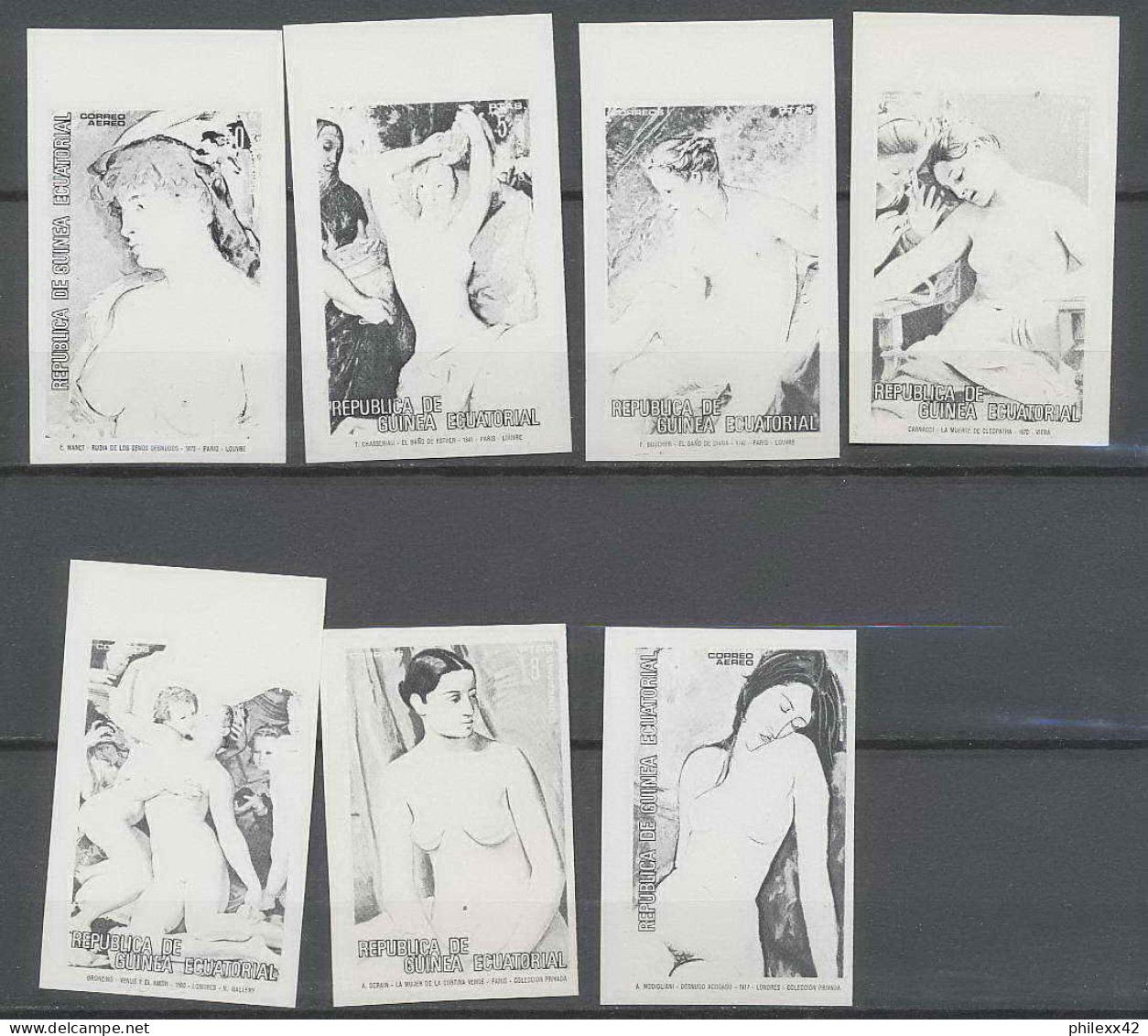 Guinée équatoriale Guinea 220 N°267/73 Noir Essai Proof Non Dentelé Imperf Orate Tableau Painting Nus Nudes MNH ** - Desnudos