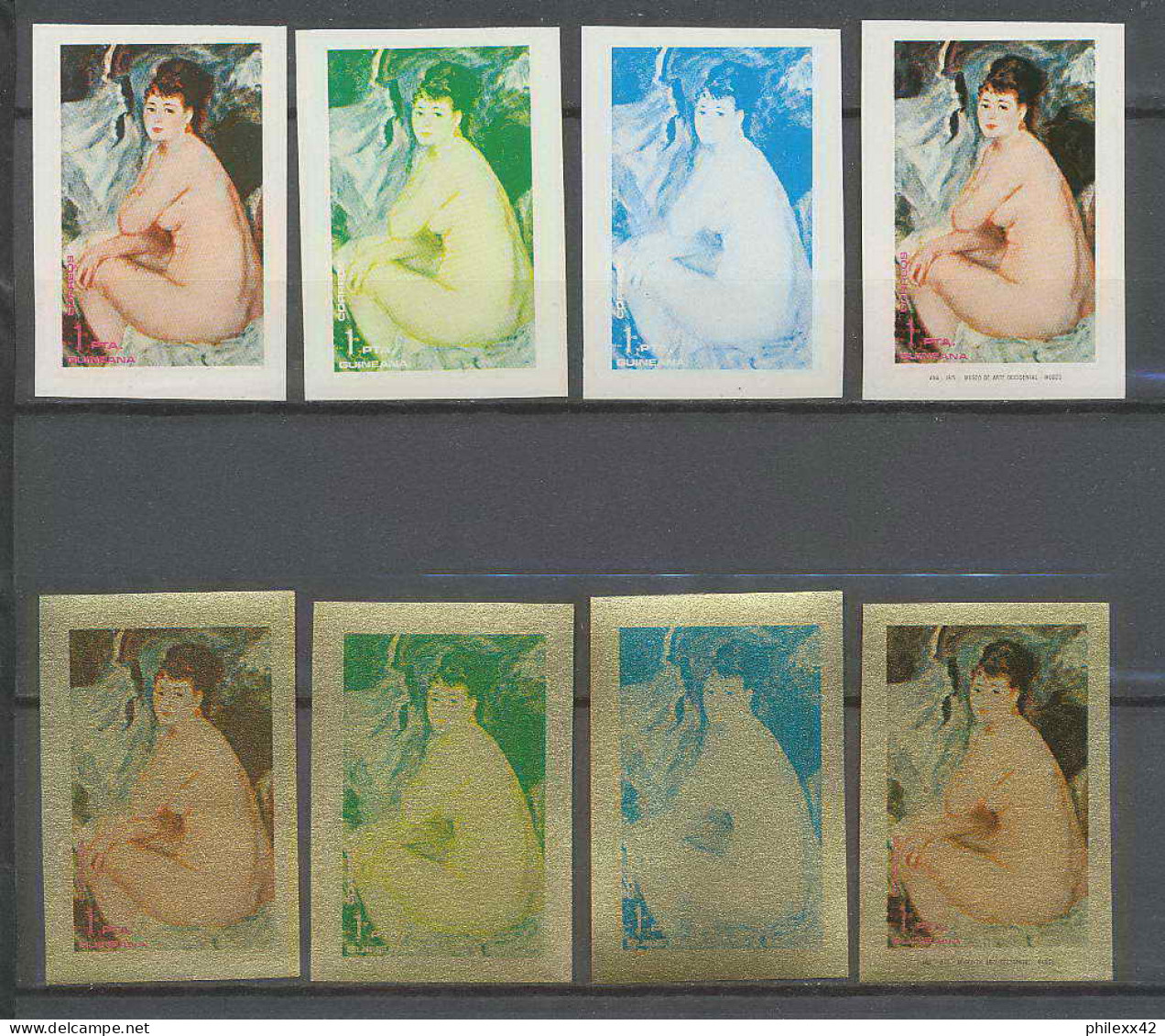 Guinée équatoriale Guinea 224 N°208 Ana Renoir Essai Proof Non Dentelé Imperf Orate Tableau Painting Nus Nudes MNH ** - Nudi