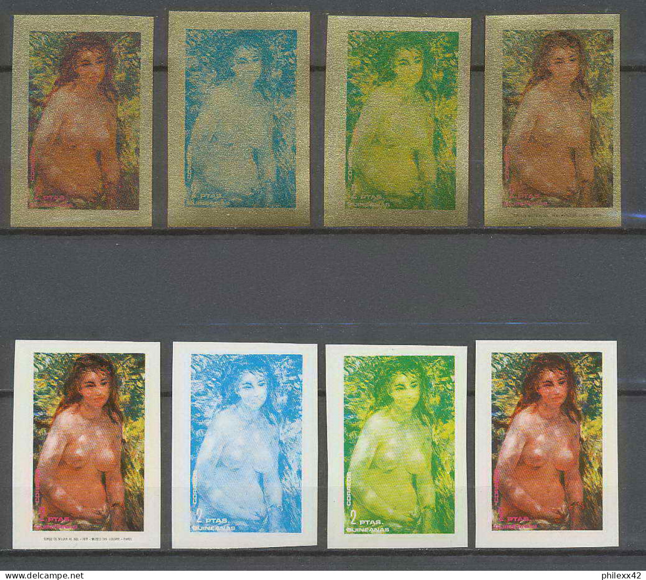 Guinée équatoriale Guinea 227 N°209 Renoir Essai Proof Non Dentelé Imperf Orate Tableau Painting Nus Nudes MNH ** - Nudi