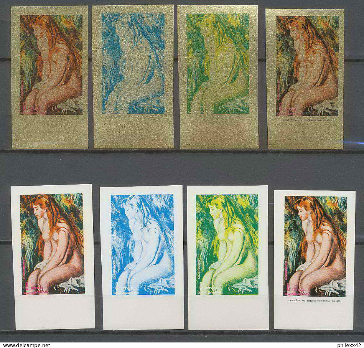 Guinée équatoriale Guinea 237 N°212 Renoir Essai Proof Non Dentelé Imperf Orate Tableau Painting Nus Nudes MNH ** - Desnudos