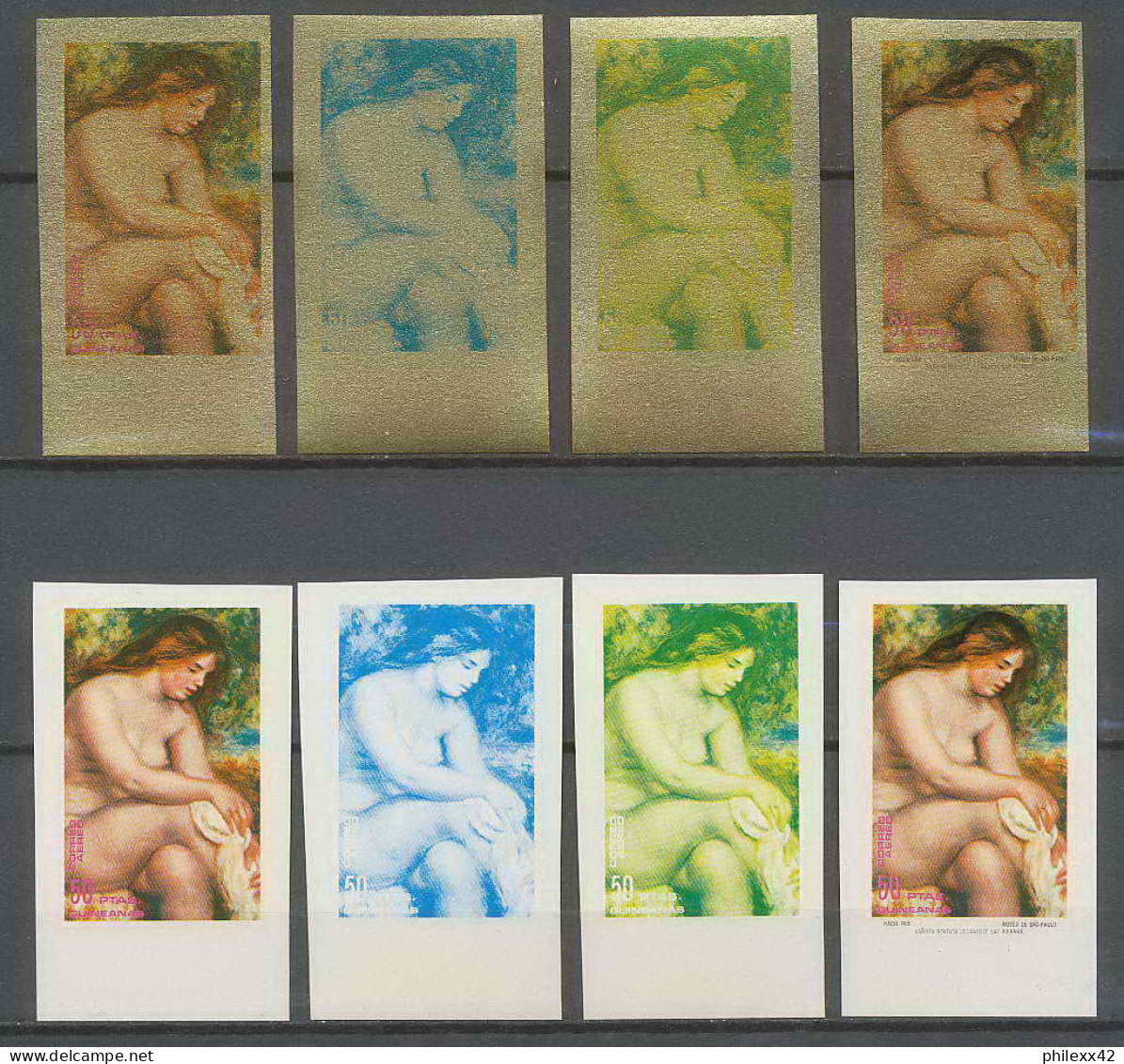 Guinée équatoriale Guinea 243 N°214 Renoir Essai Proof Non Dentelé Imperf Orate Tableau Painting Nus Nudes MNH ** - Desnudos