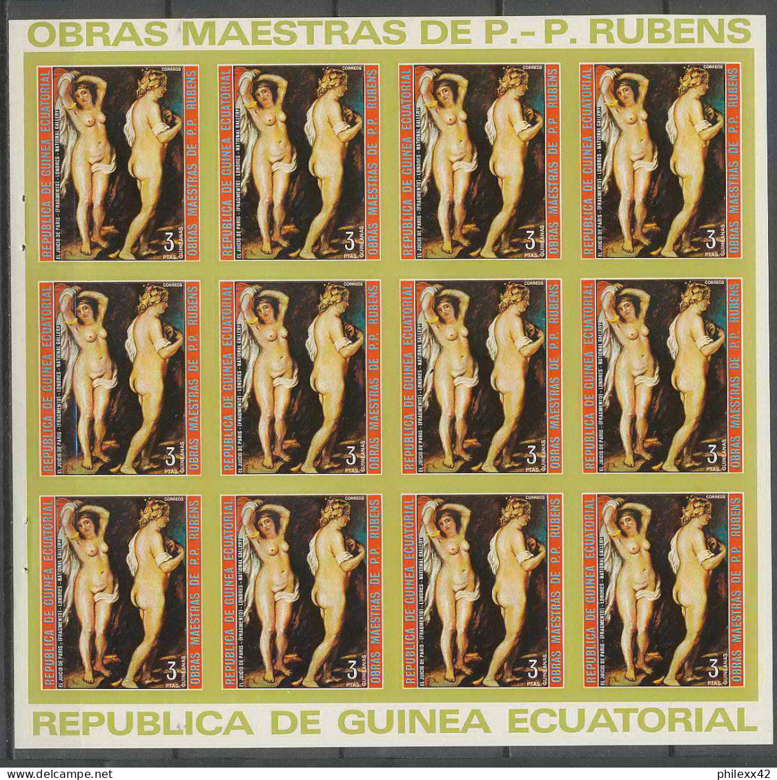 Guinée équatoriale Guinea 253a N°286 Rubens Essai Proof Non Dentelé Imperf Orate Tableau Painting Nus Nudes - Desnudos