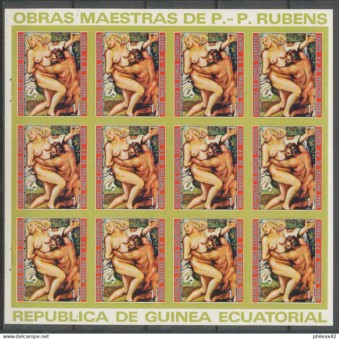 Guinée équatoriale Guinea 247a N°285 Rubens Essai Proof Non Dentelé Imperf Orate Tableau Painting Nus Nudes - Desnudos