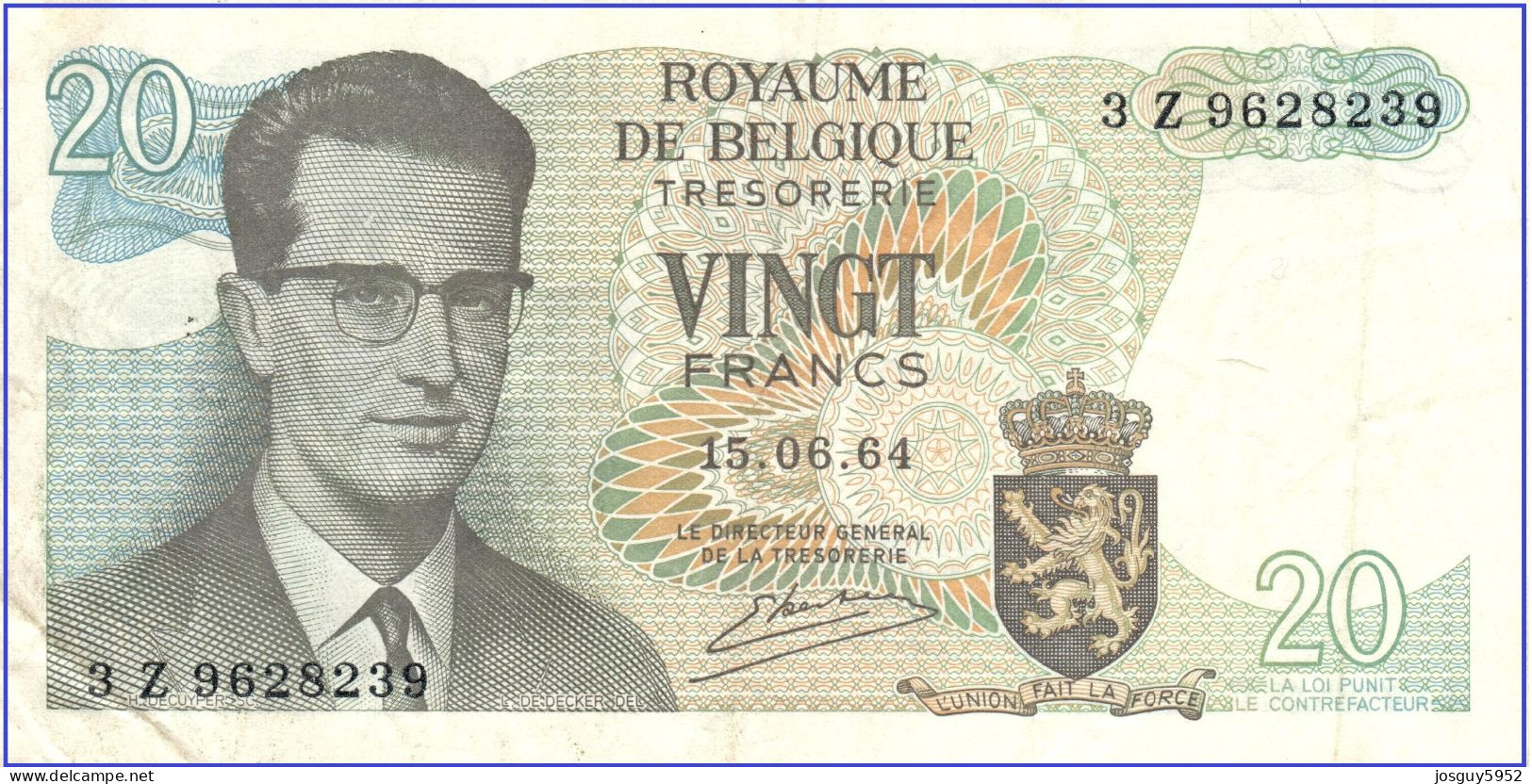 BELGIE - 20 FR 1964 - Nr 3Z9628239 - Other & Unclassified