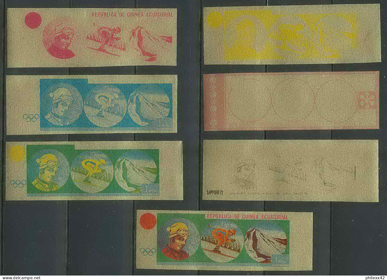 Guinée équatoriale Guinea 357 N°27 Jeux Olympiques Olympic Sapporo Essai Proof Non Dentelé Imperf Orate Ski Sailer MNH * - Inverno1968: Grenoble