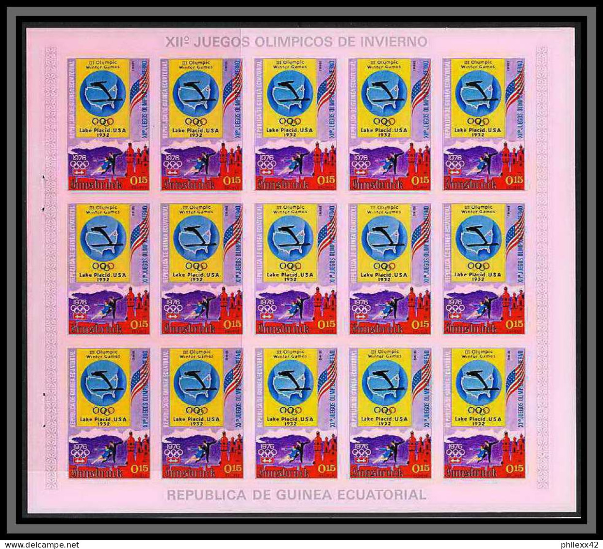 Guinée équatoriale Guinea 388a N°537 Carnet Booklet Jeux Olympiques Olympic Games Essai Proof Non Dentelé Imperf MNH ** - Inverno1976: Innsbruck