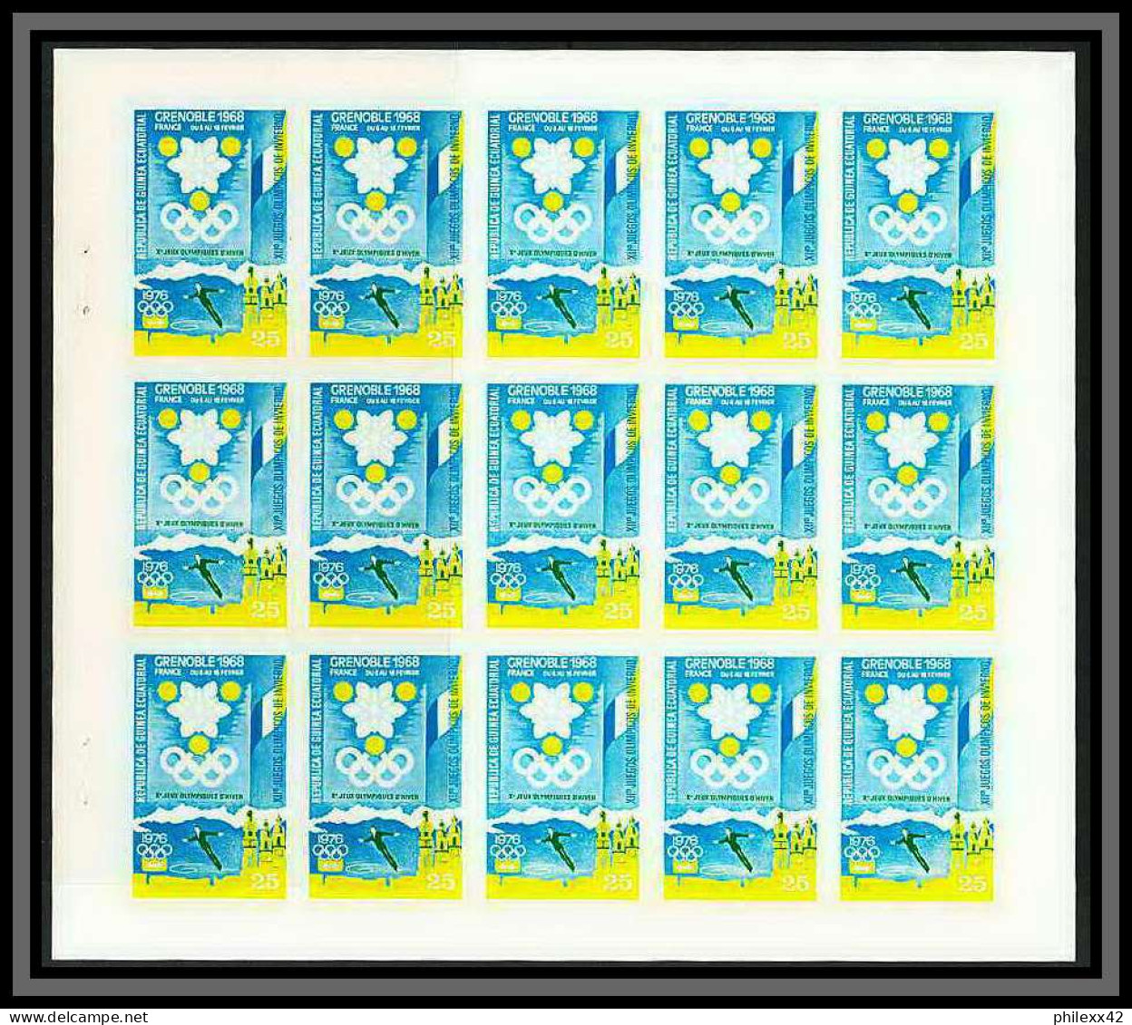 Guinée équatoriale guinea 395a grenoble 1968 RRR N°544 Jeux olympiques olympic games Non dentelé imperf MNH **