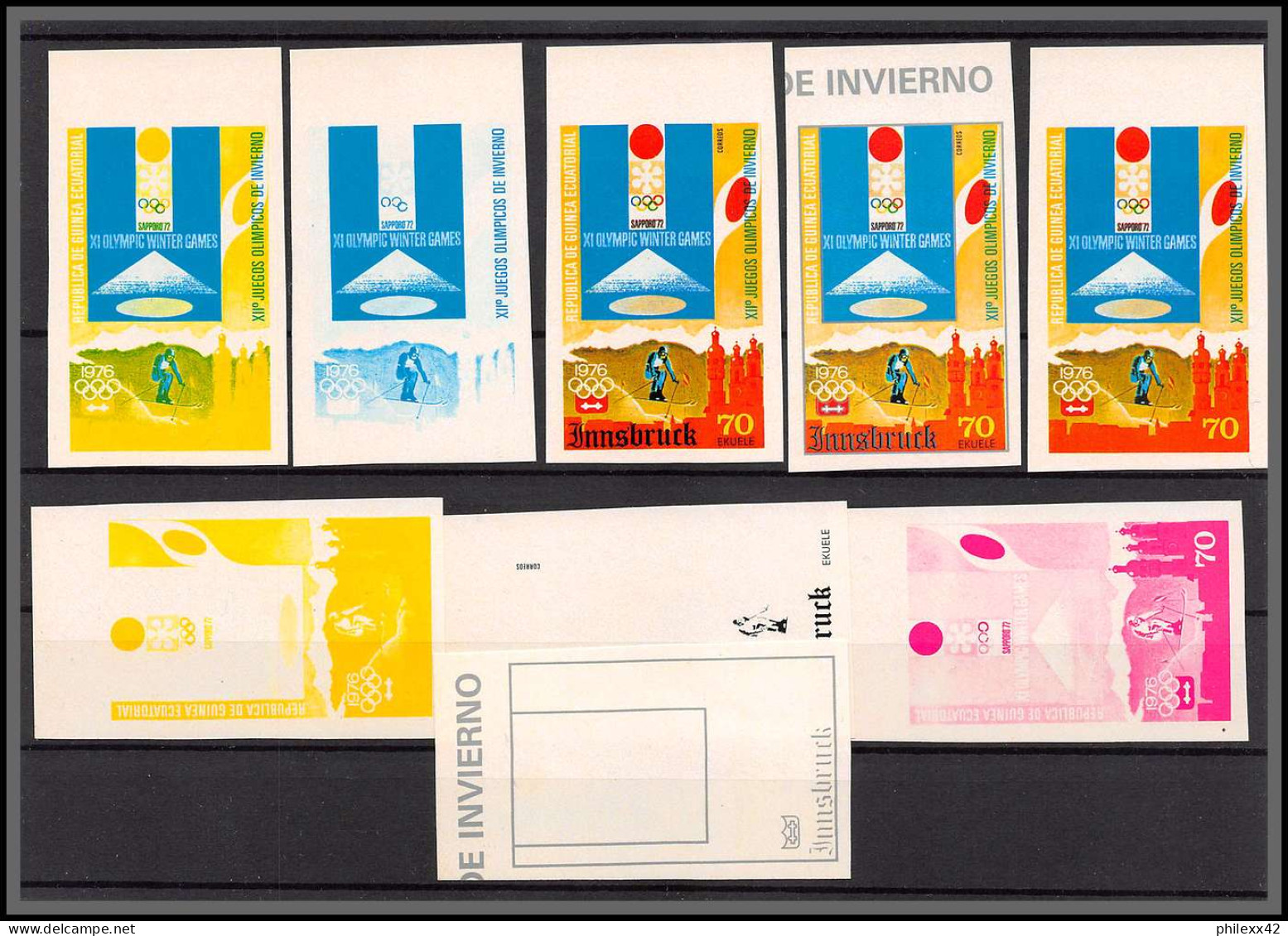 Guinée équatoriale guinea 396a N°535/45 Jeux olympiques olympic games Innsbruck Essai proof Non dentelé imperf MNH **