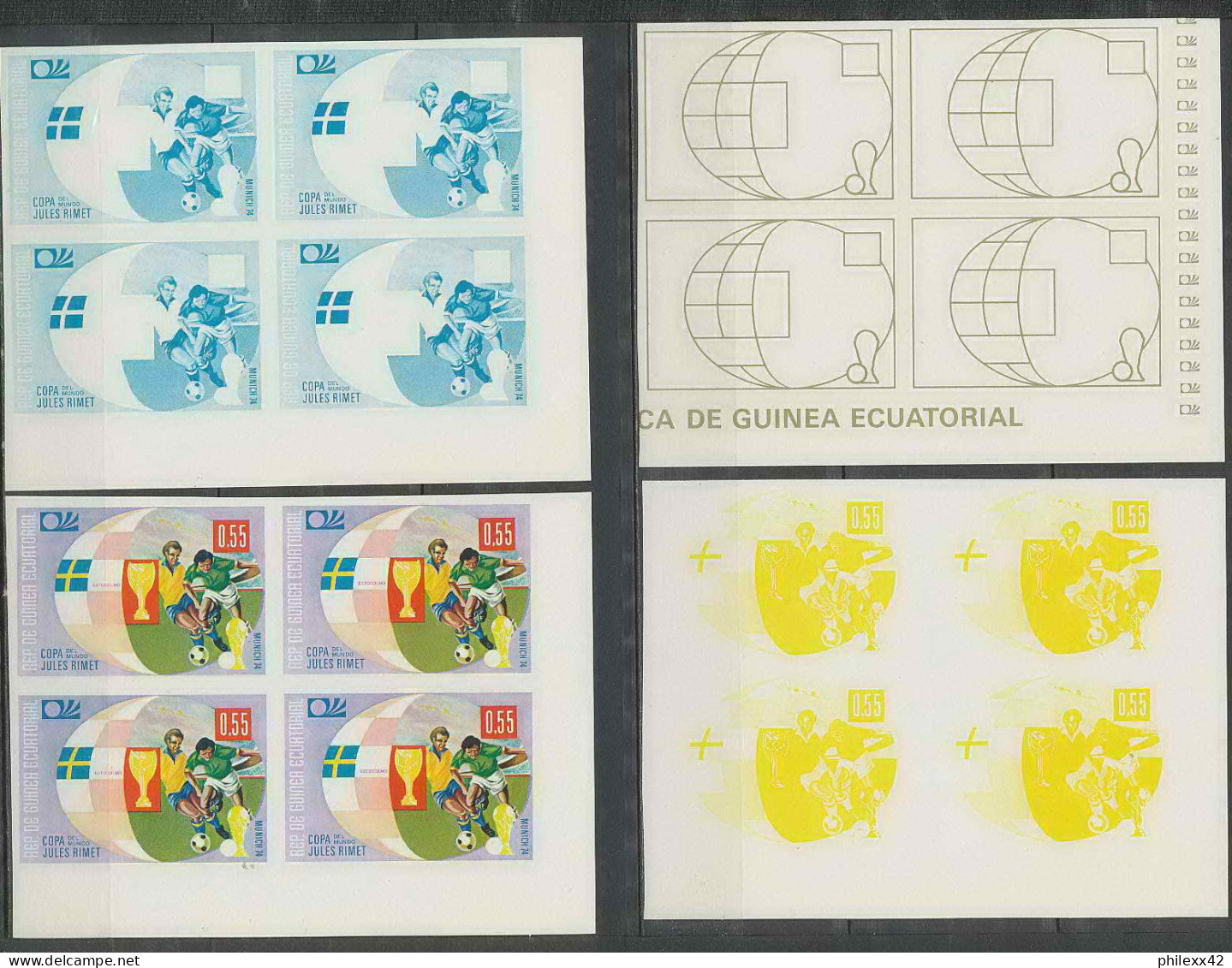 Guinée équatoriale guinea 414b N°275/283 Football Soccer Essai proof Non dentelé imperf orate Complet 252 STAMPS