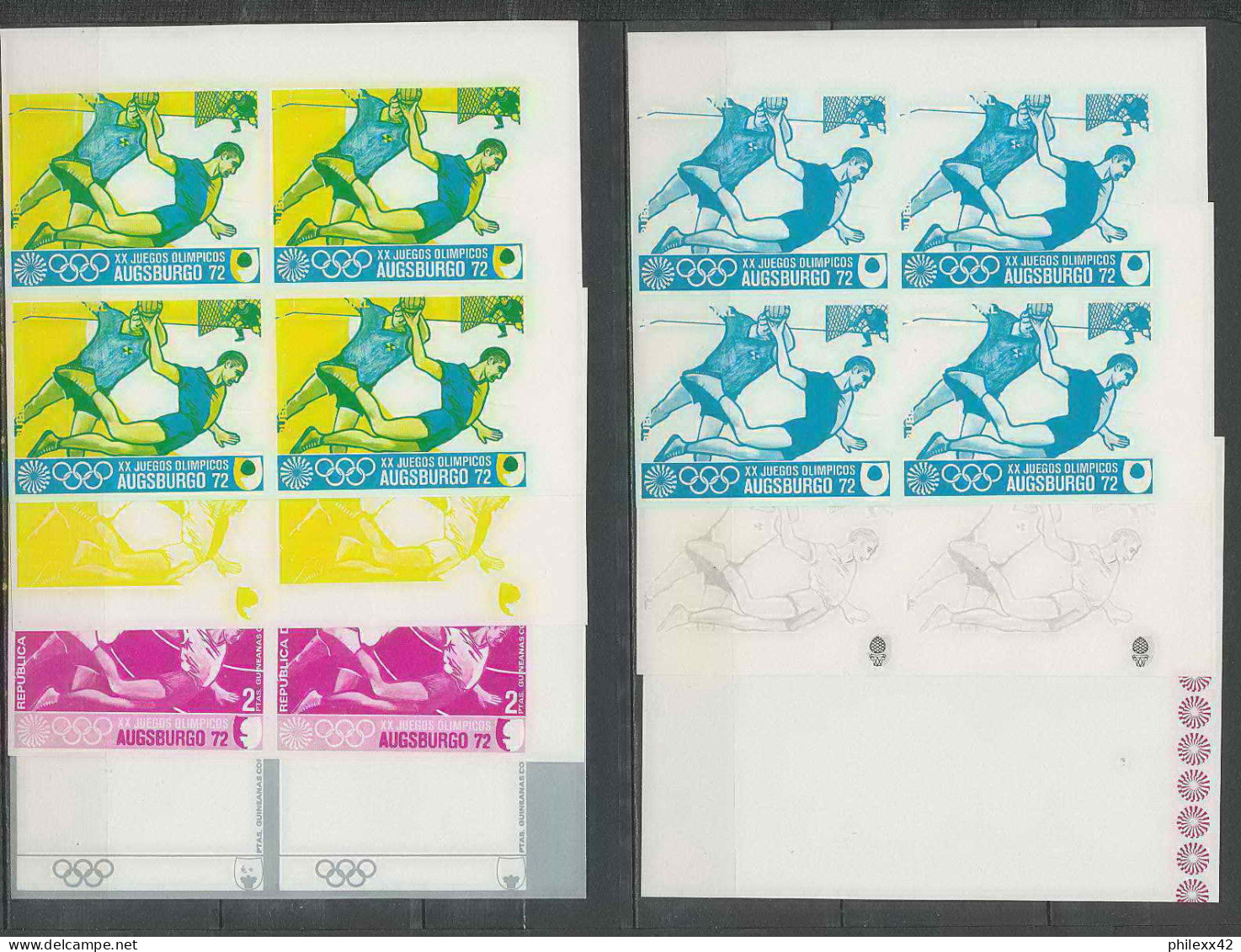 Guinée équatoriale Guinea 444 N°58 Jeux Olympiques Olympic Games Munich Essai Proof Non Dentelé Imperf HANDBALL MNH ** - Balonmano