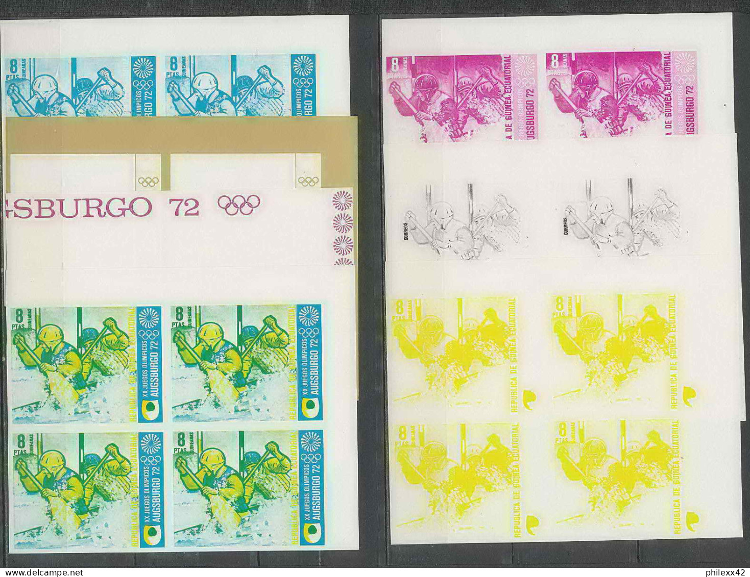 Guinée équatoriale Guinea 448 N°62 Jeux Olympiques Olympic Games Munich 72 Essai Proof Non Dentelé Imperf Canoe MNH ** - Kano