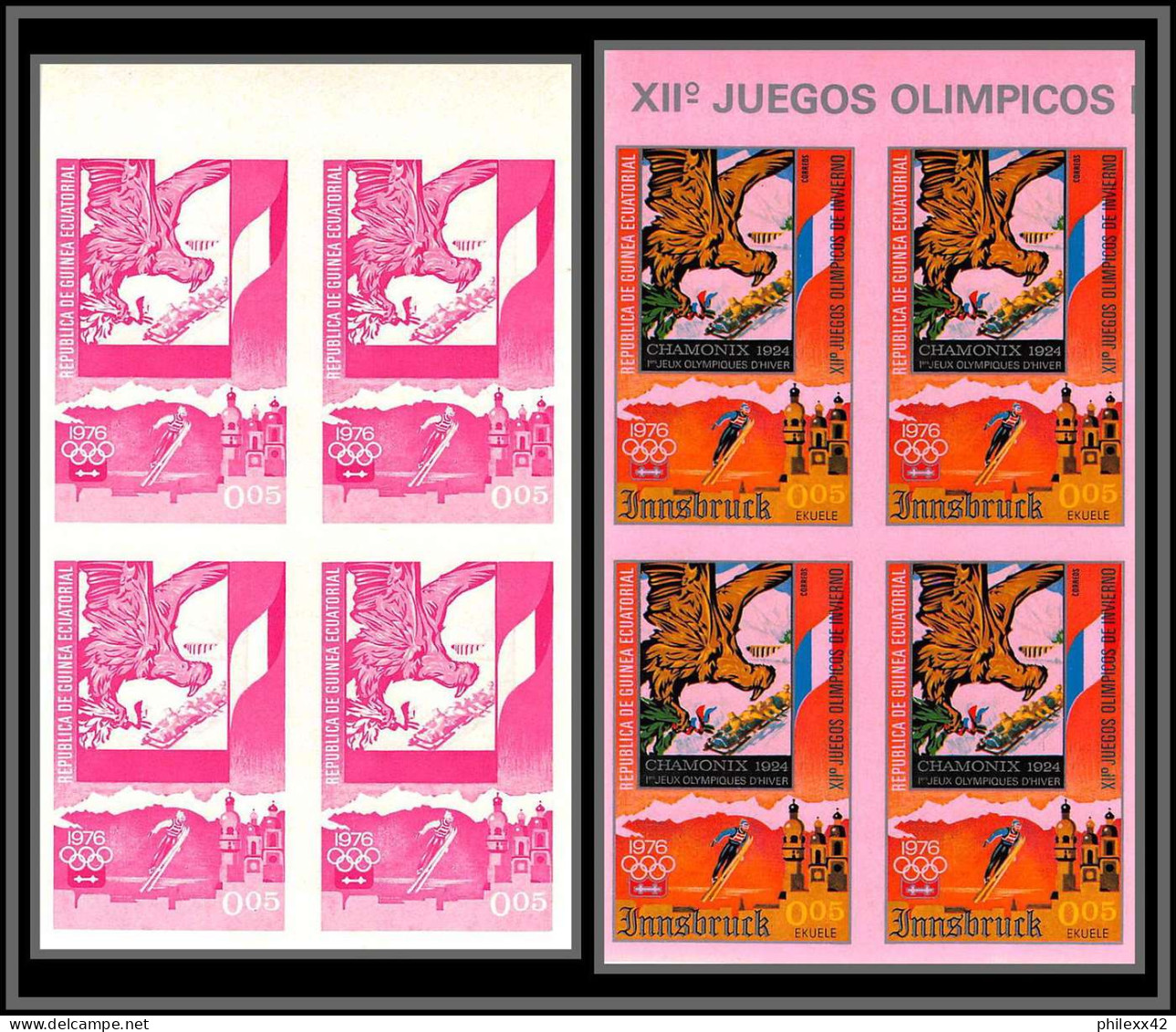 Guinée équatoriale guinea 396b N°535/45 Jeux olympiques olympic games Innsbruck Essai proof Non dentelé imperf MNH **