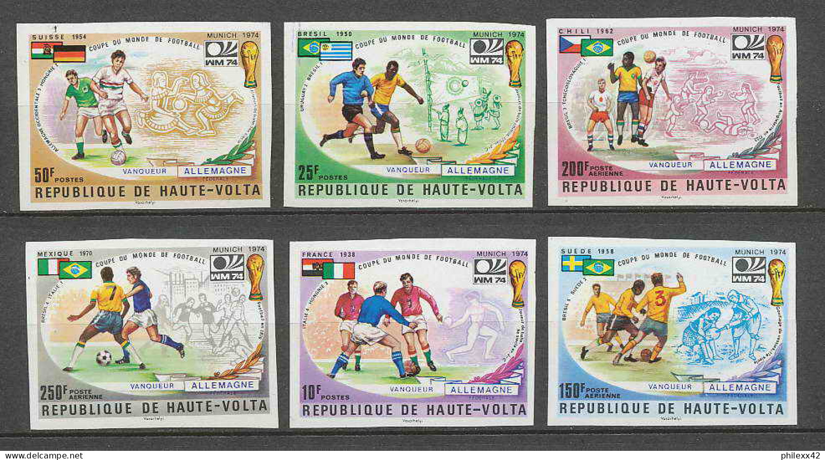 Haute-Volta 032 Non Dentelé Imperf ** Mnh N° 329 / 331 + Pa N° 180 / 182 Football (Soccer) - 1974 – Alemania Occidental