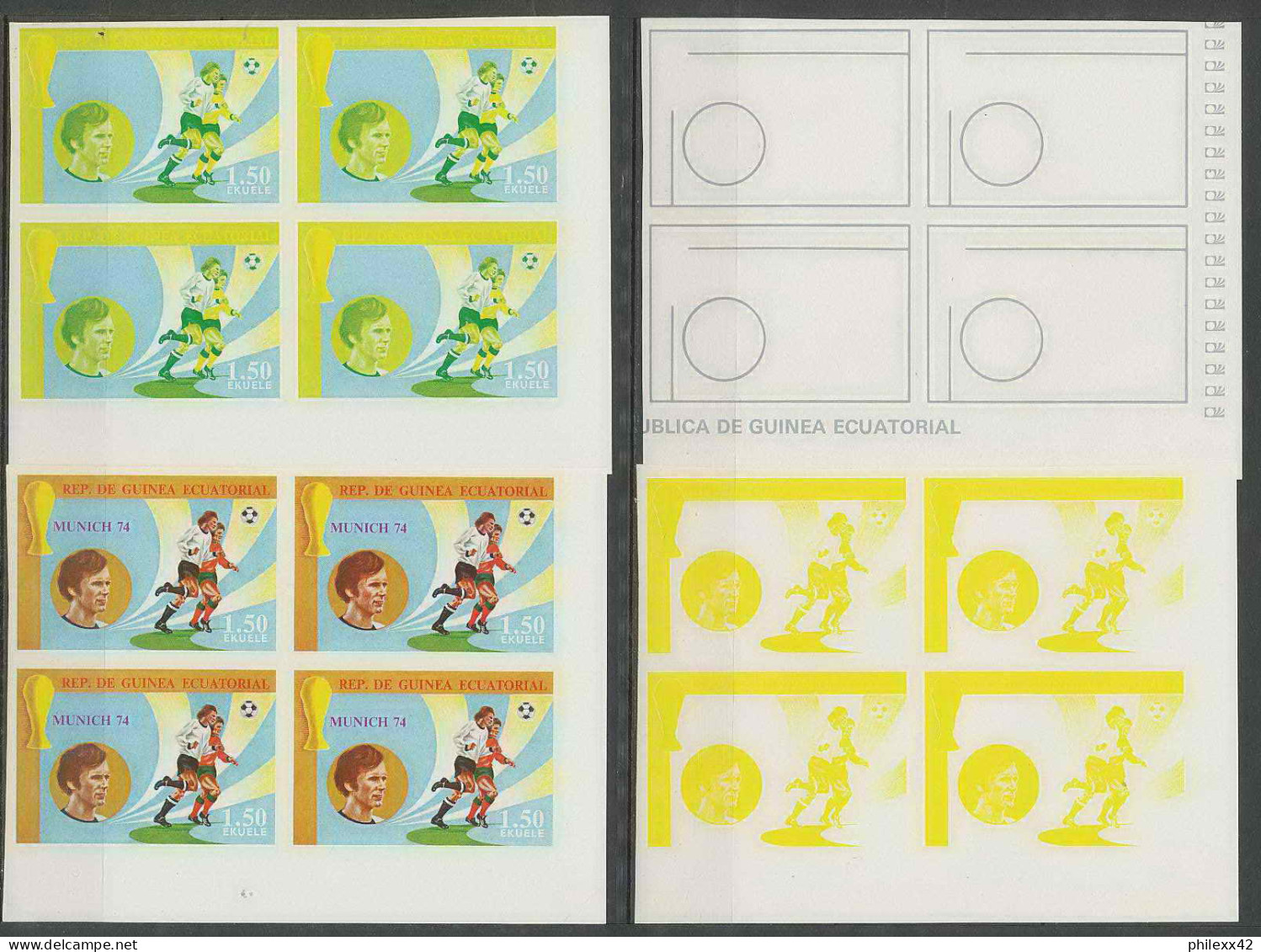 Guinée équatoriale Guinea 423c N°371/379 Football Soccer Essai Proof Non Dentelé Imperf Orate Bloc 4 252 Timbres - 1974 – Alemania Occidental