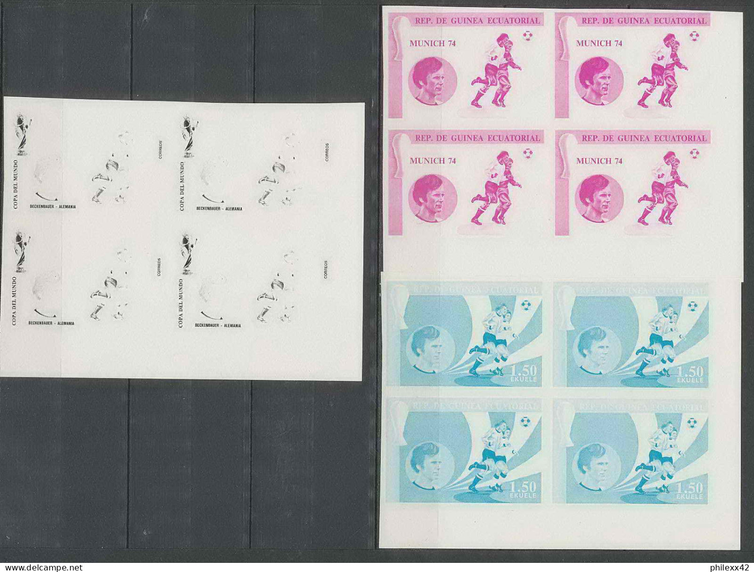 Guinée équatoriale Guinea 423c N°371/379 Football Soccer Essai Proof Non Dentelé Imperf Orate Bloc 4 252 Timbres - 1974 – Alemania Occidental