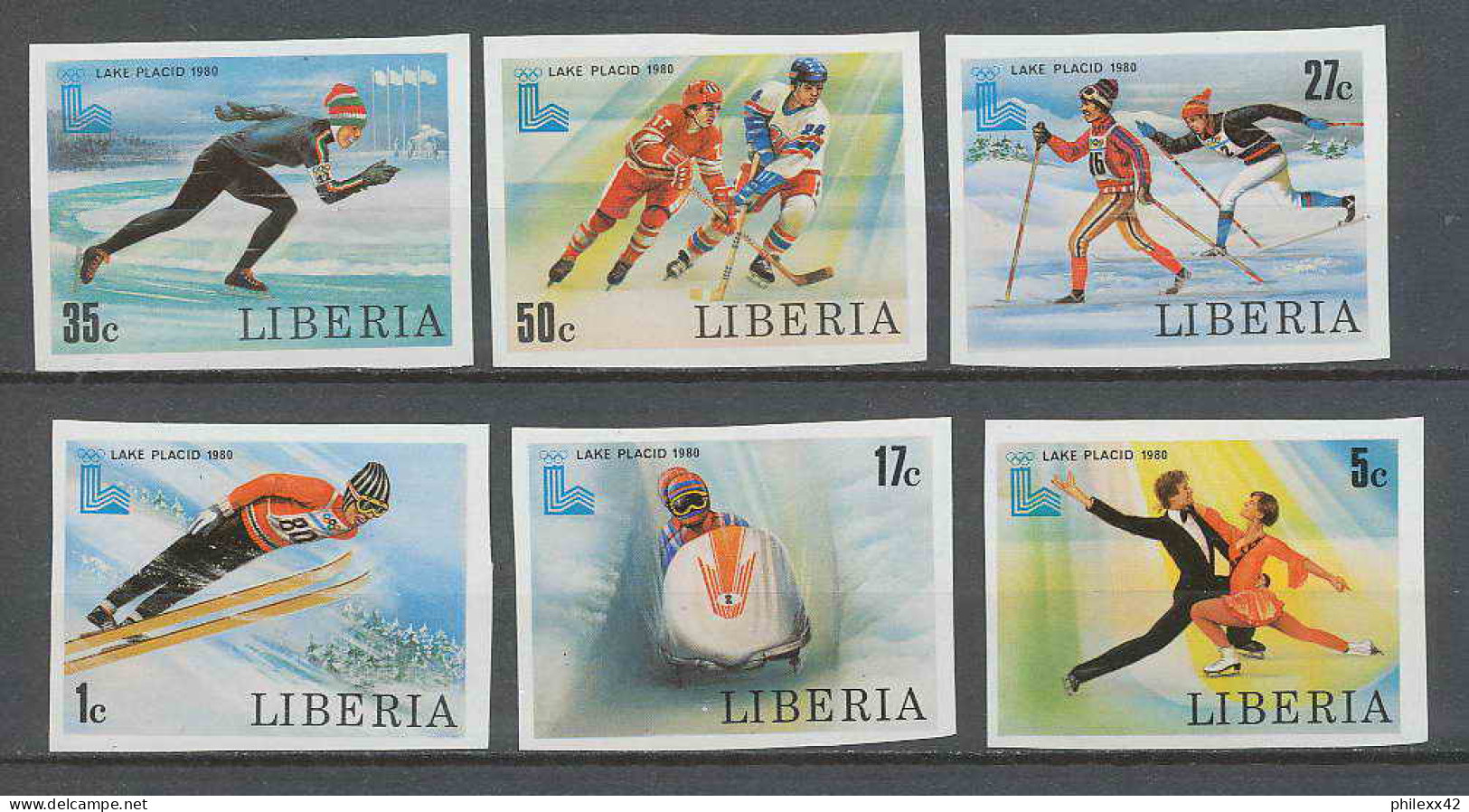 Liberia 011 N°868/873 Non Dentelé Imperf Jeux Olympiques Olympic Games Lake Placid 80 MNH ** - Invierno 1980: Lake Placid