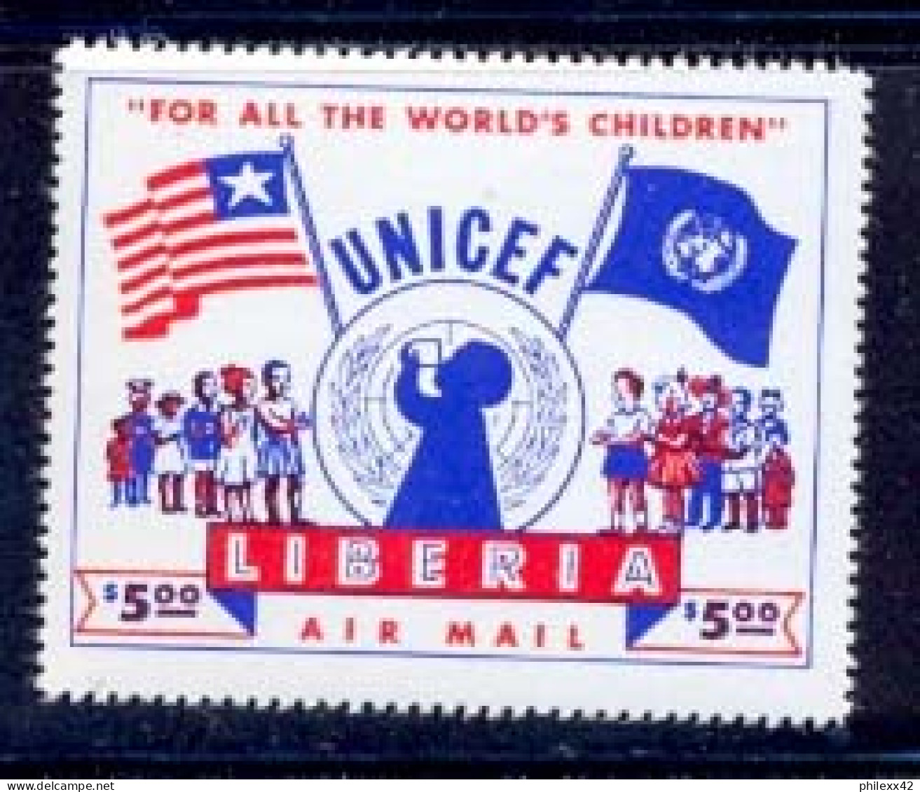 Liberia 019 1954, Mi 460/C77 MNH Children Unicef Essai (proof) (no Blue) MNH ** - UNICEF