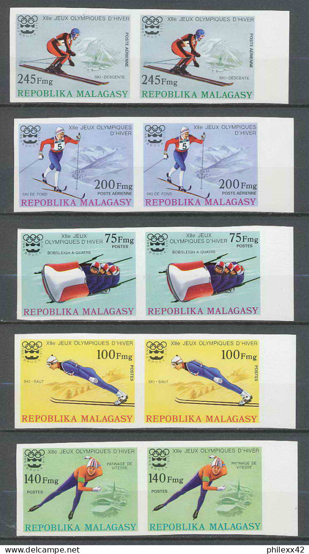 Madagascar 034 Non Dentelé Imperf Paire N°573/75 Pa 160/161 Jeux Olympiques Olympic Games Innsbruck 76 MNH ** - Hiver 1976: Innsbruck