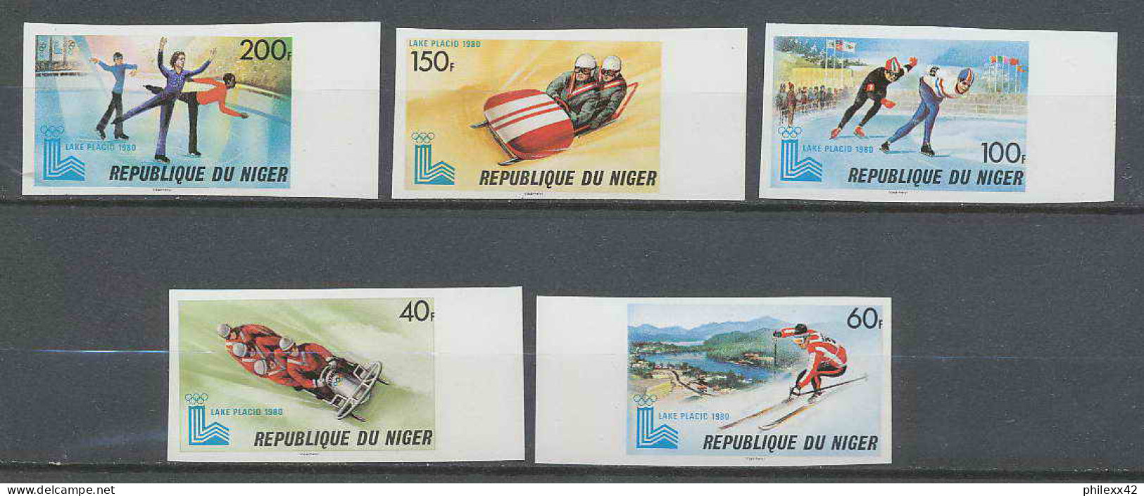 Niger 027a N°492/496 Non Dentelé Imperf Jeux Olympiques Olympic Games Lake Placid 80 MNH ** - Inverno1980: Lake Placid