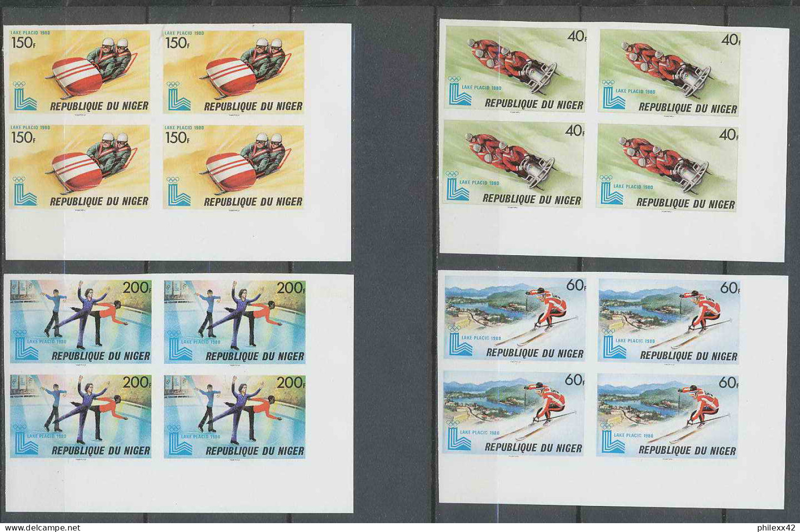 Niger 028 N°492/496 Non Dentelé Imperf Jeux Olympiques Olympic Games Lake Placid 80 Bloc 4 MNH ** - Invierno 1980: Lake Placid