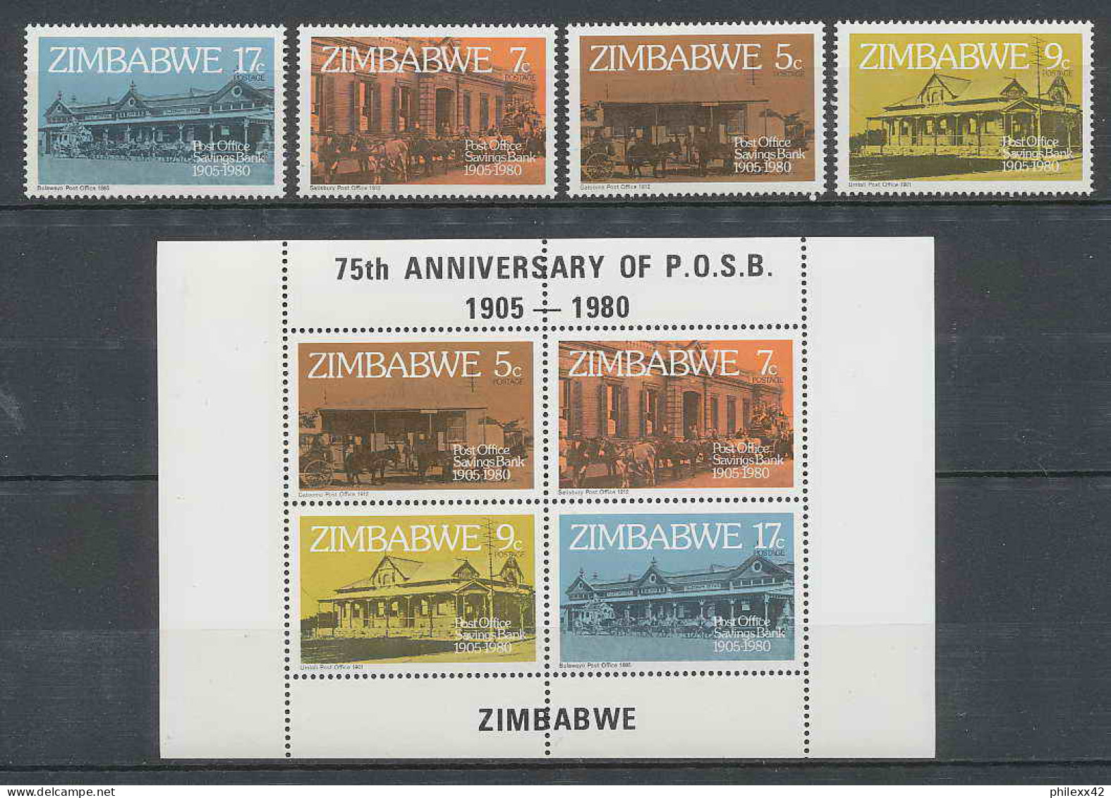Zimbabwe N° 21/24 Caisse D'Epargne + BLOC 2 - Zimbabwe (1980-...)
