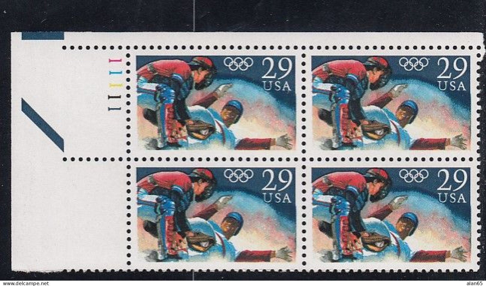 Sc#2619, Olympic Baseball, Sports, 29-cent Plate Number Block Of 4 MNH Stamps - Plate Blocks & Sheetlets