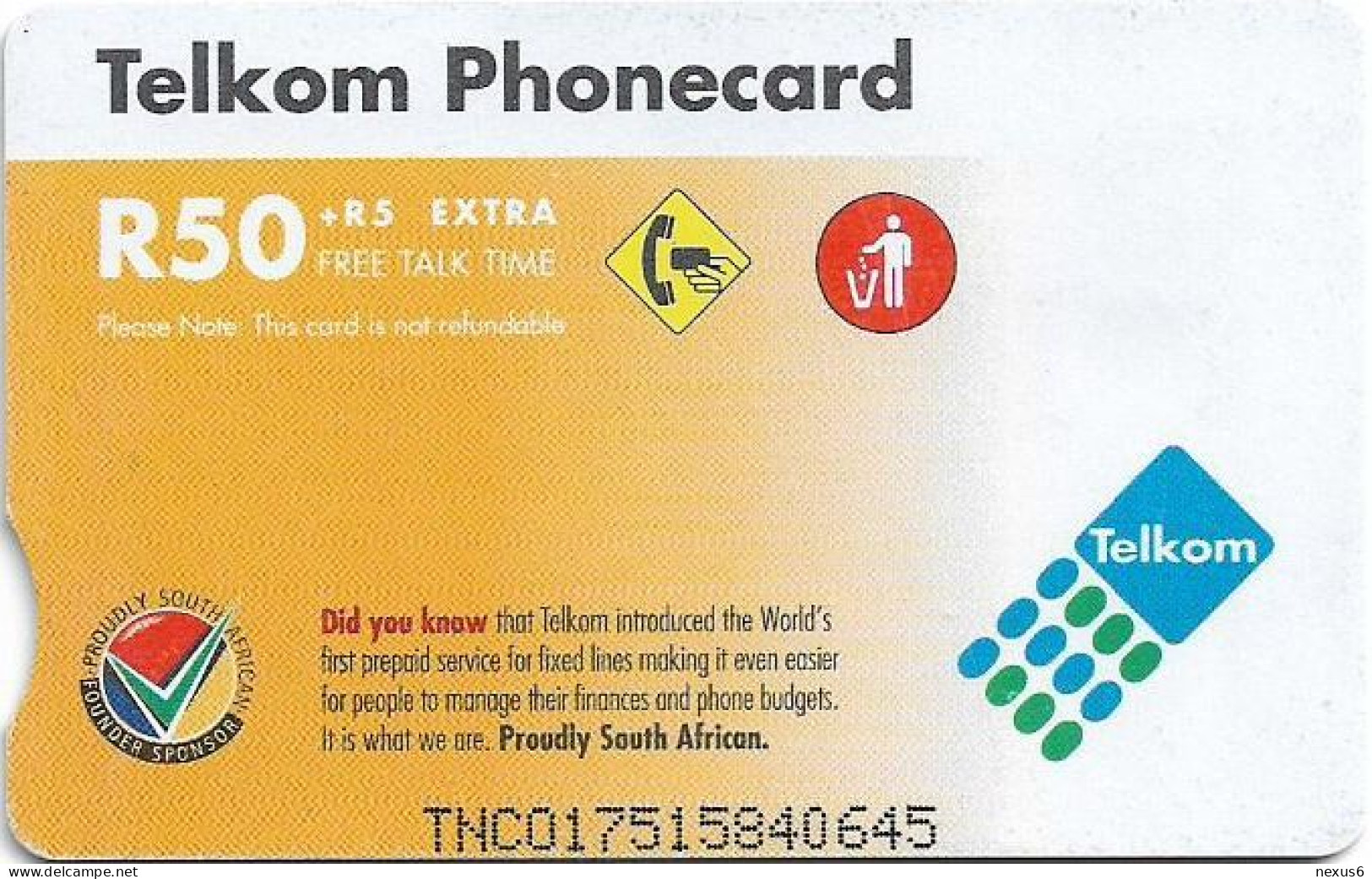 S. Africa - Telkom - Ulwazi, Telecommunications Tower, Cn. 'TNCO', No Expiry Date, Chip Siemens S35, 2002, 50R, Used - Afrique Du Sud